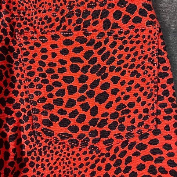 RE/DONE HR Ankle Crop Jeans, Spotted Animal Cheetah in Flame, Size 26. NWT! - Picture 6 of 16